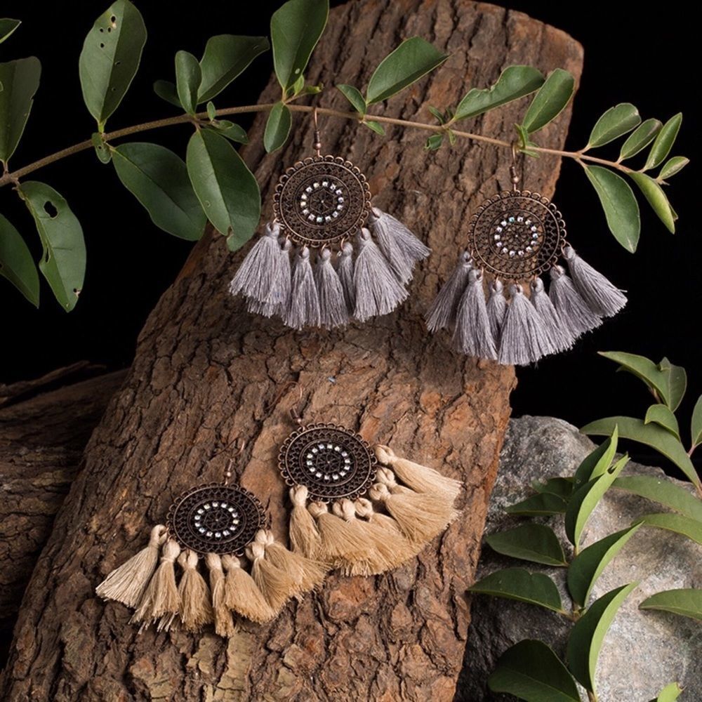 Dreamcatcher Copper Filigree Tassel Earrings NWT